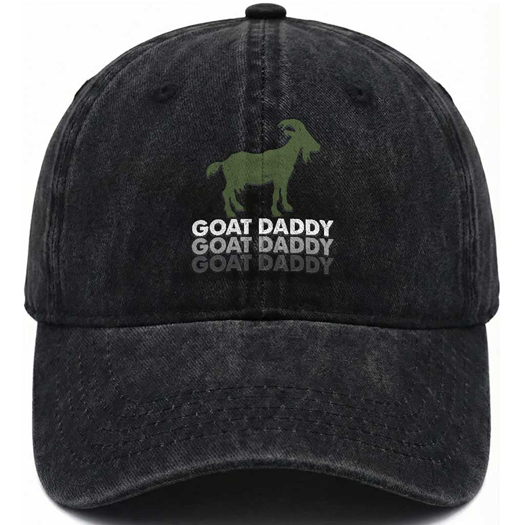 Funny Dad Washed Cotton Baseball Cap Funny Goat Daddy Fathers Day Presents For Goat Lovers TS10 Print Your Wear