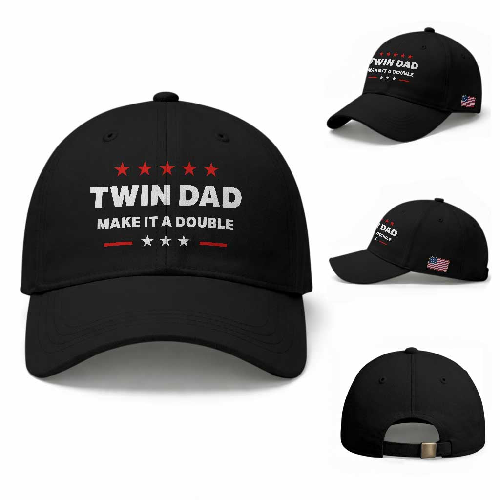 Retro Twin Dad Baseball Cap Make It A Double Fathers Day