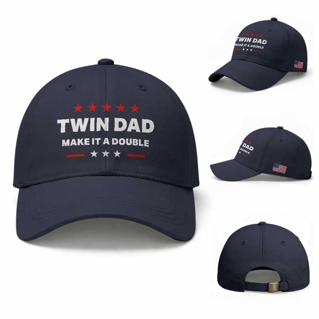 Retro Twin Dad Baseball Cap Make It A Double Fathers Day