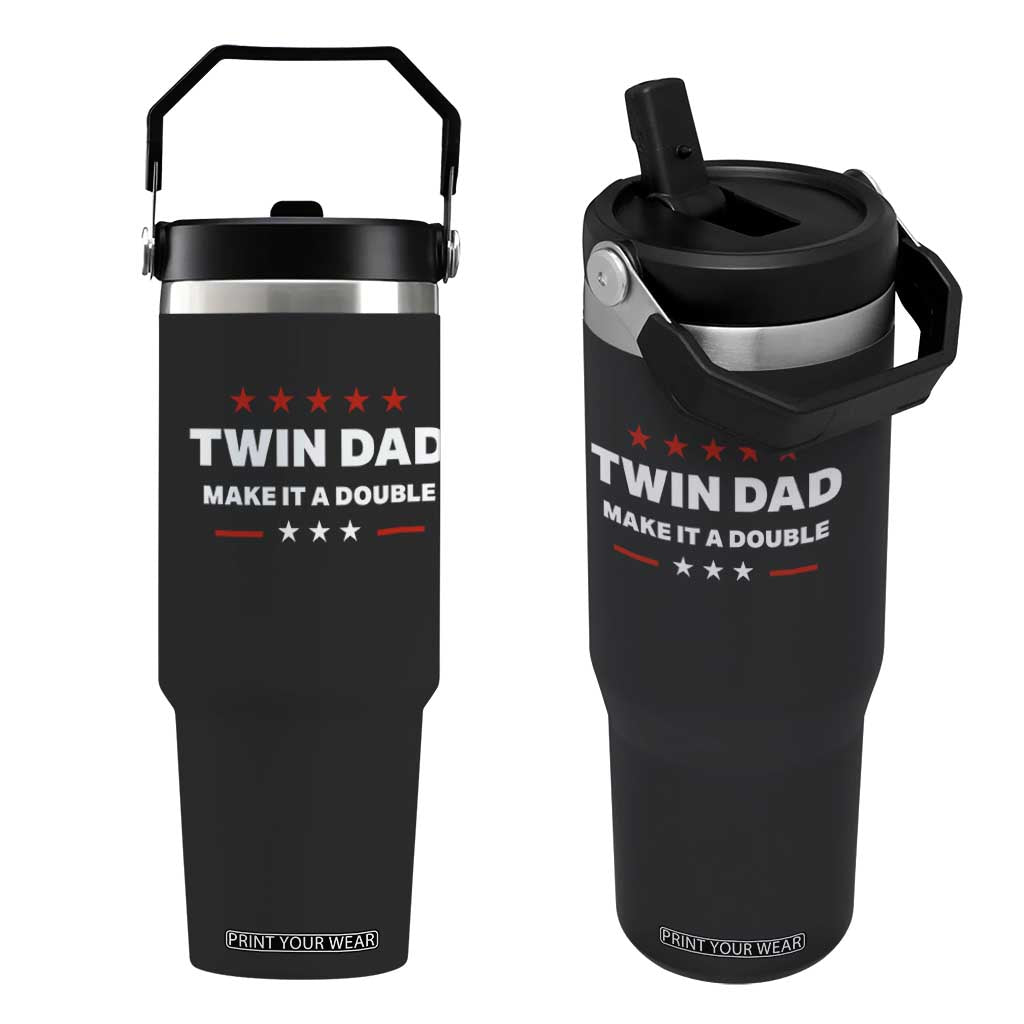 Retro Twin Dad Flip Straw Tumbler Make It A Double Fathers Day