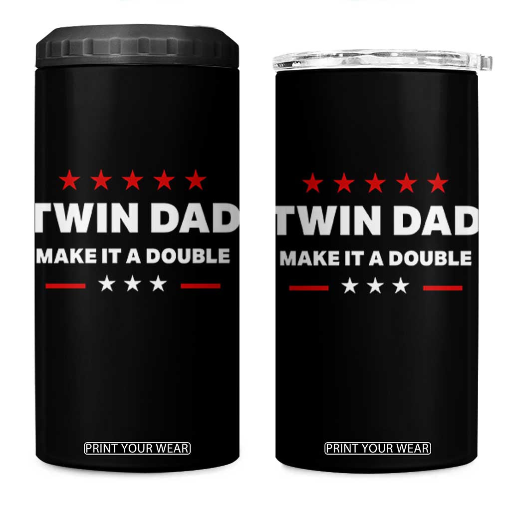 Retro Twin Dad 4 in 1 Can Cooler Tumbler Make It A Double Fathers Day TS10 One Size: 16 oz Black Print Your Wear
