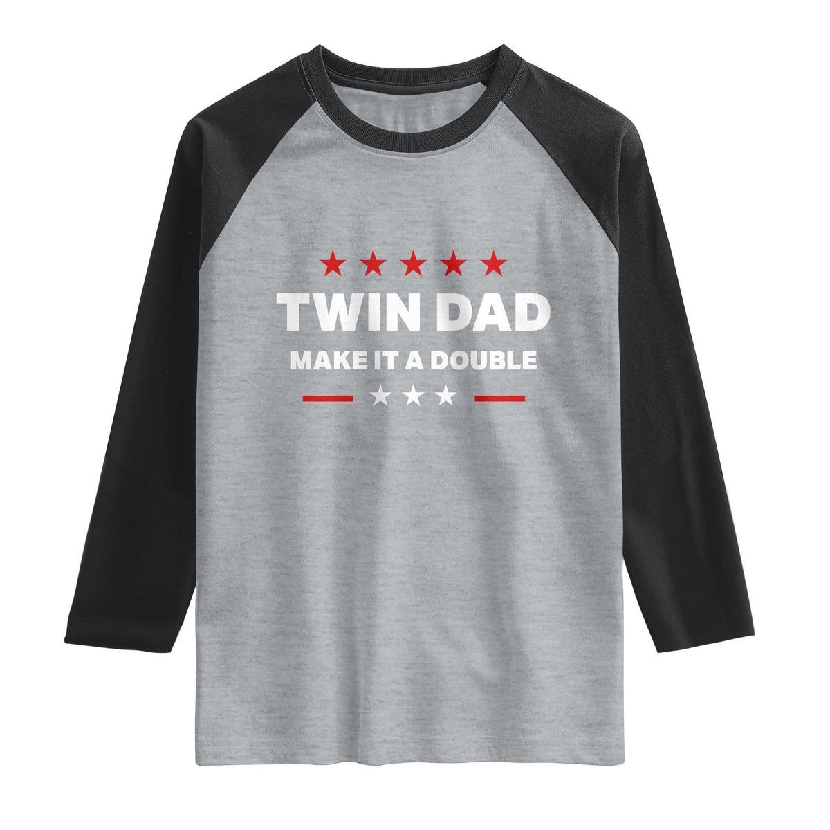 Retro Twin Dad Raglan Shirt Make It A Double Fathers Day TS10 Heather Gray Black Print Your Wear