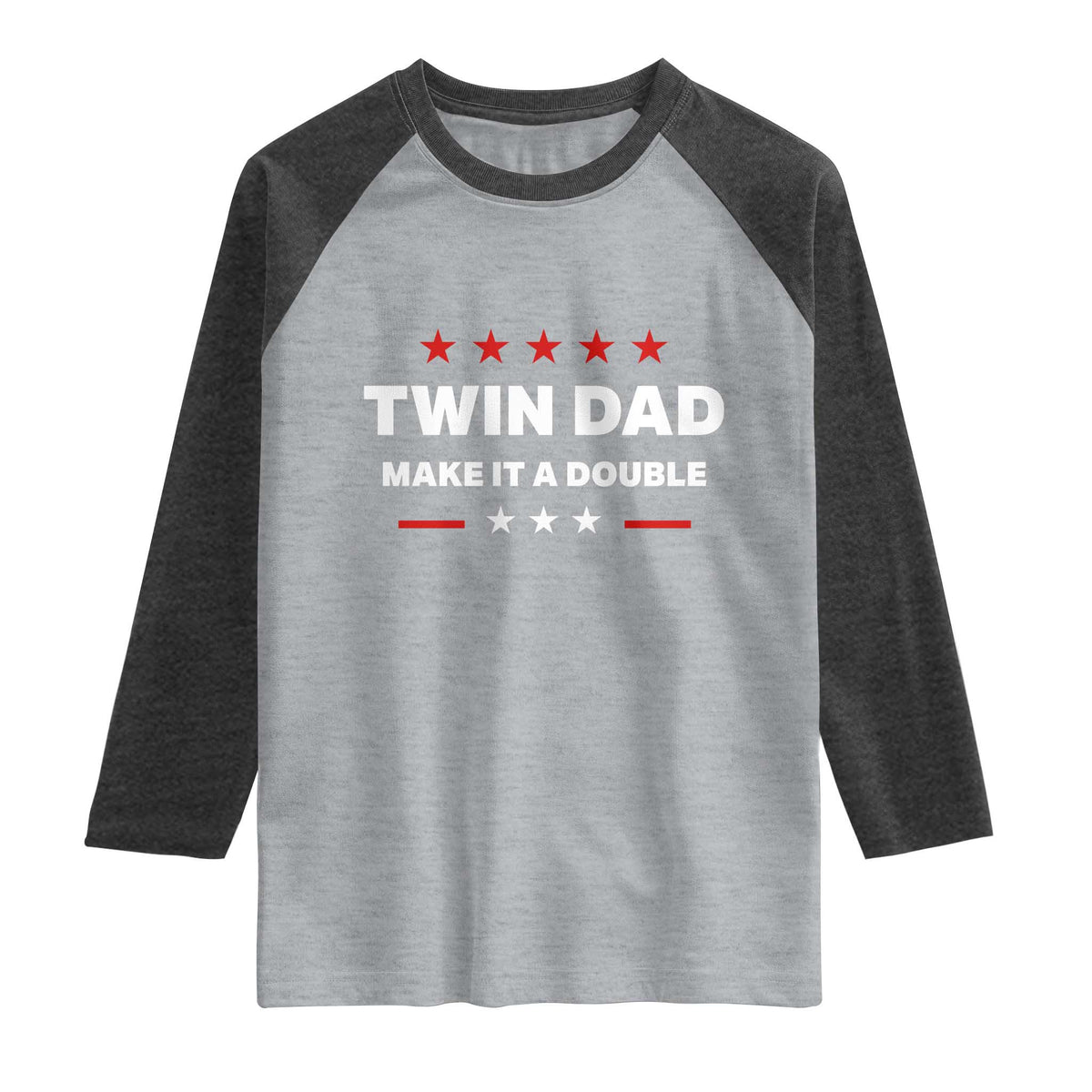 Retro Twin Dad Raglan Shirt Make It A Double Fathers Day TS10 Heather Gray Heather Charcoal Print Your Wear