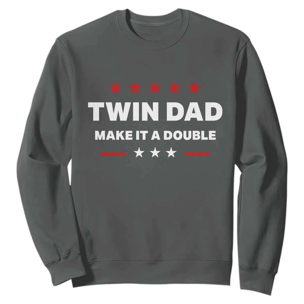 Retro Twin Dad Sweatshirt Make It A Double Fathers Day