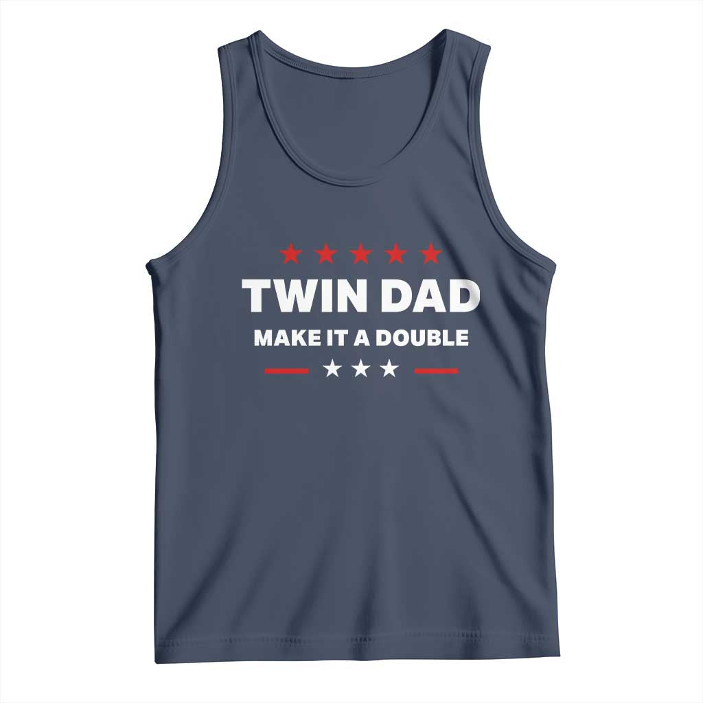 Retro Twin Dad Tank Top Make It A Double Fathers Day TS10 Navy Print Your Wear