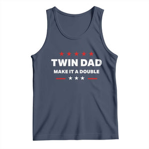 Retro Twin Dad Tank Top Make It A Double Fathers Day TS10 Navy Print Your Wear
