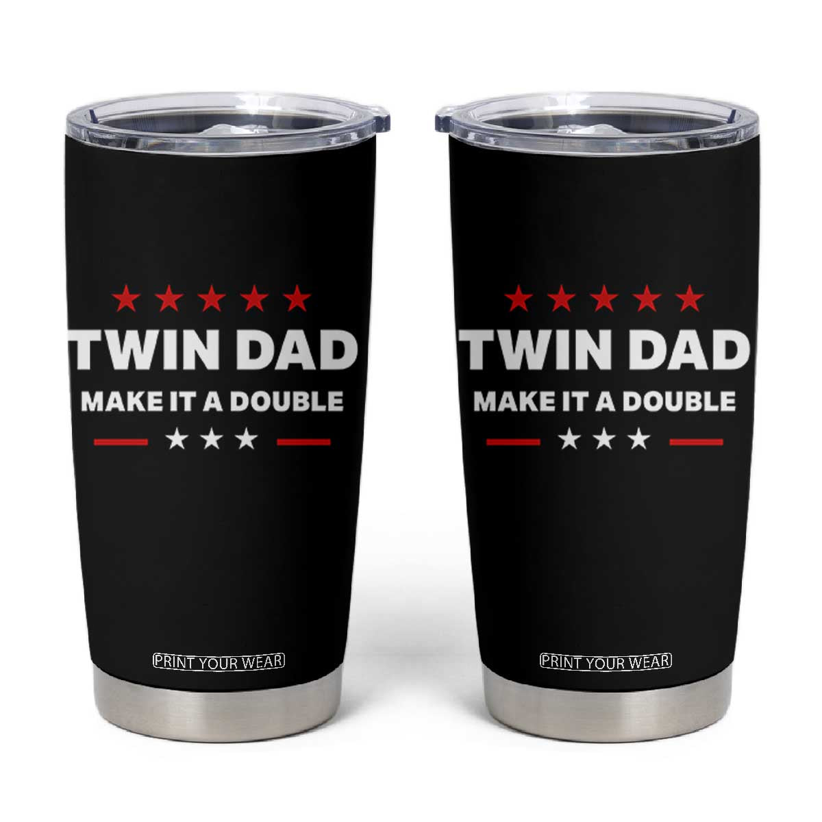 Retro Twin Dad Tumbler Cup Make It A Double Fathers Day TS10 Black Print Your Wear