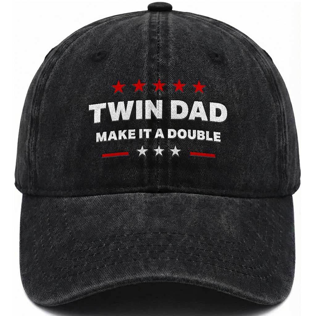 Retro Twin Dad Washed Cotton Baseball Cap Make It A Double Fathers Day