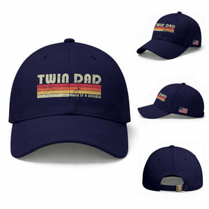 Retro Twin Dad Baseball Cap Make It A Double Vintage Cool 70s 80s Style Sunset TS10 Baseball Cap Universal Fit Dark Blue Print Your Wear