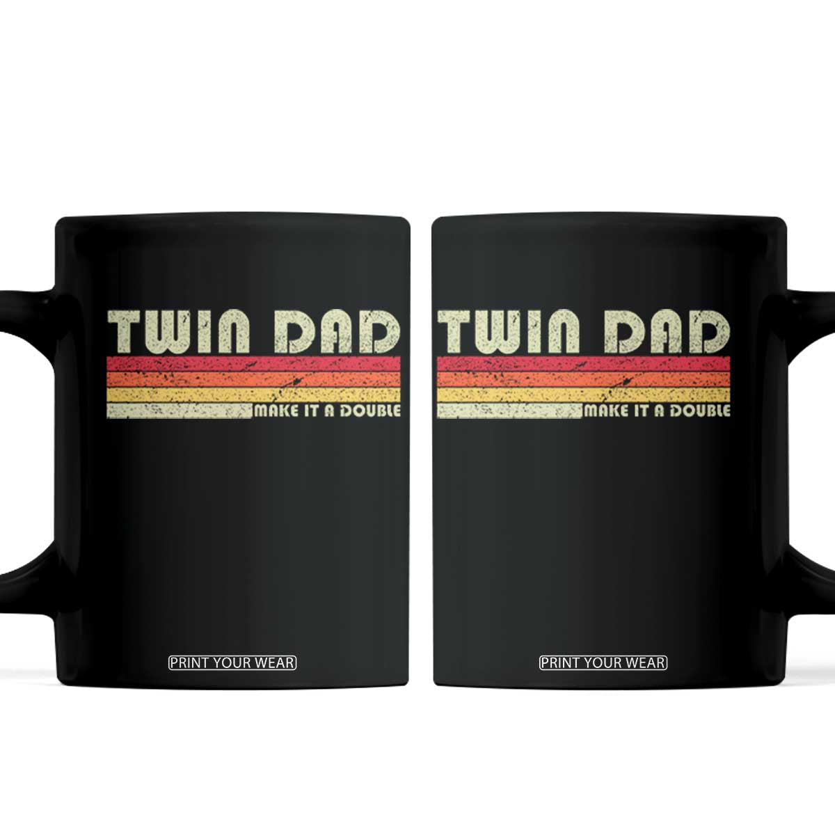 Retro Twin Dad Coffee Mug Make It A Double Vintage Cool 70s 80s Style Sunset TS10 Black Print Your Wear