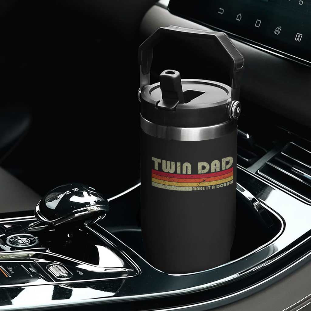 Retro Twin Dad Flip Straw Tumbler Make It A Double Vintage Cool 70s 80s Style Sunset TS10 Print Your Wear