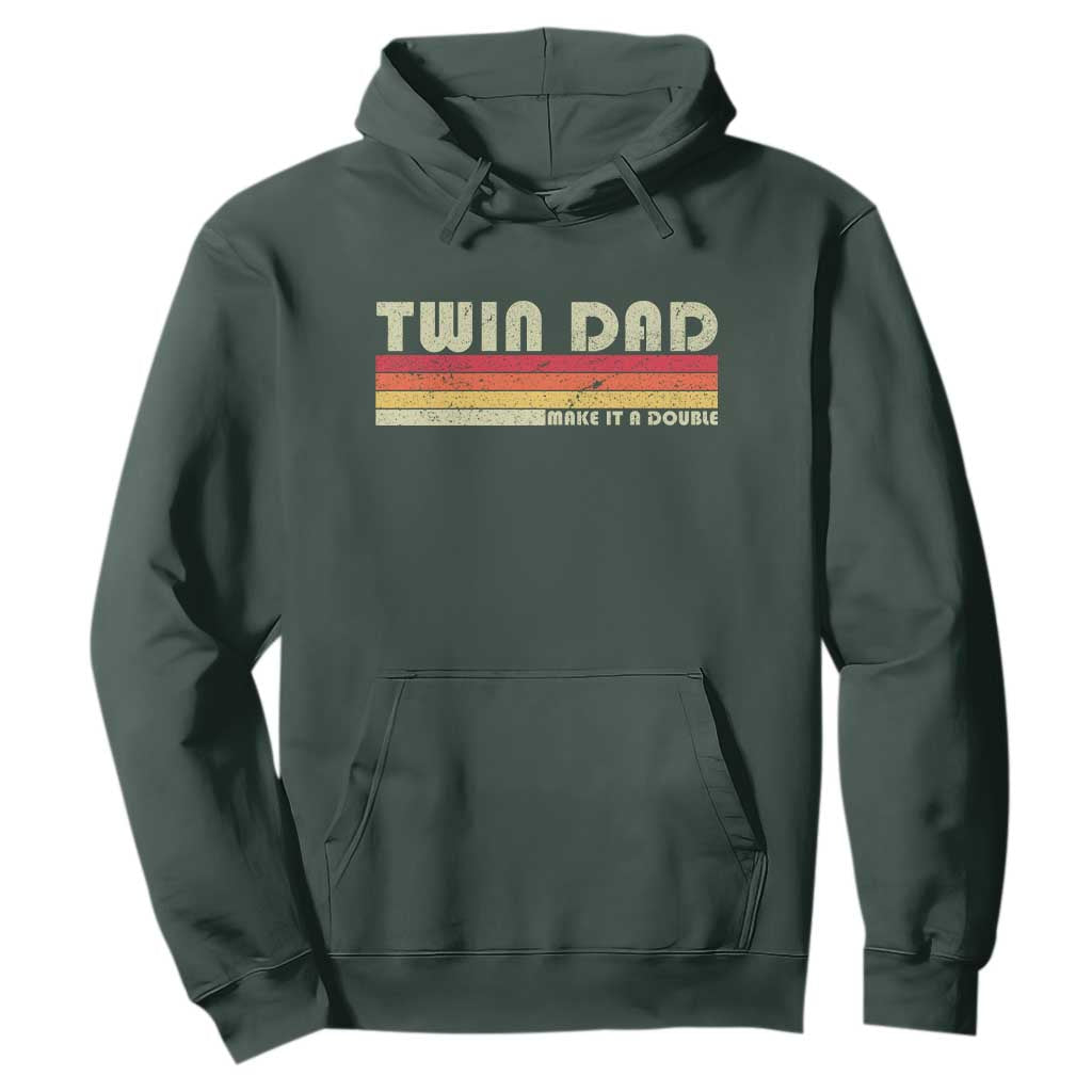Retro Twin Dad Hoodie Make It A Double Vintage Cool 70s 80s Style Sunset TS10 Dark Forest Green Print Your Wear