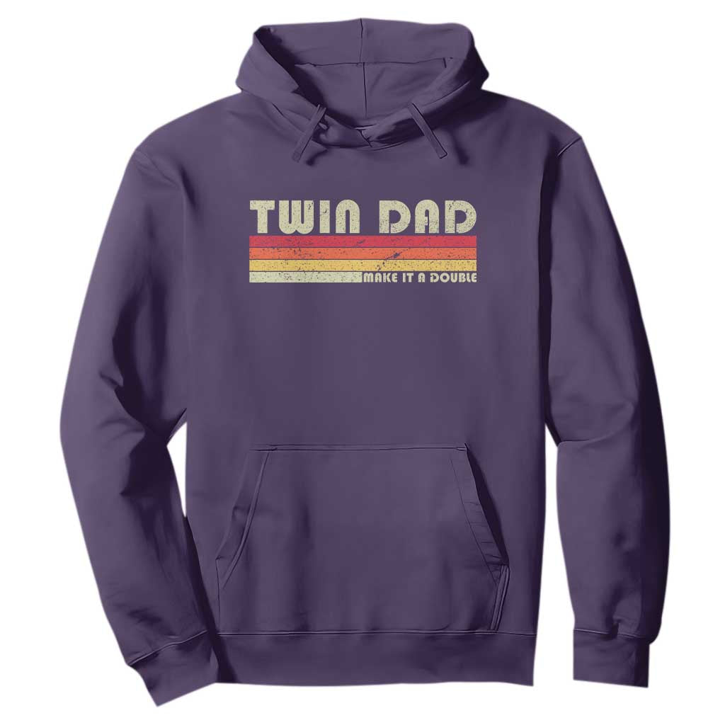 Retro Twin Dad Hoodie Make It A Double Vintage Cool 70s 80s Style Sunset TS10 Purple Print Your Wear