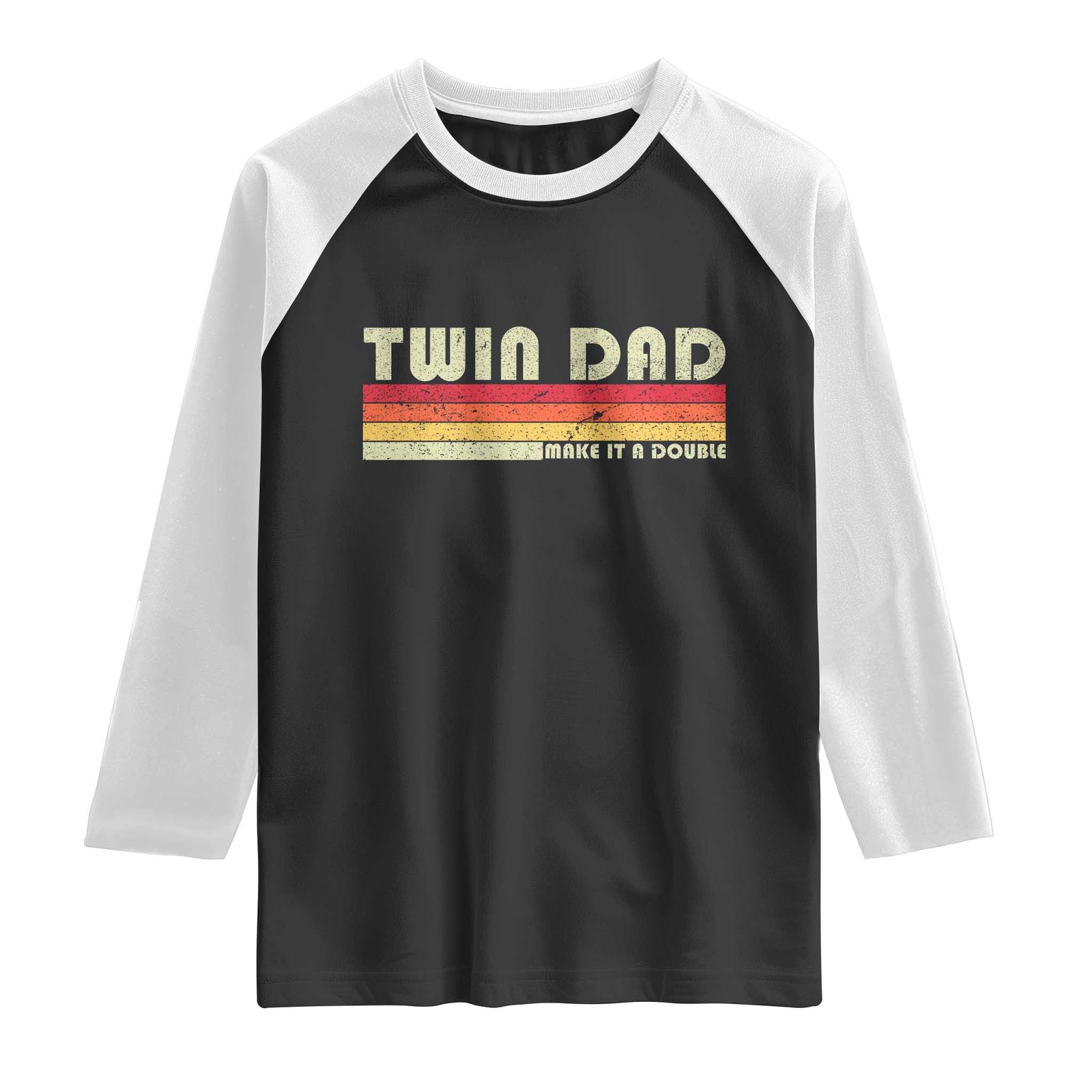 Retro Twin Dad Raglan Shirt Make It A Double Vintage Cool 70s 80s Style Sunset TS10 Black White Print Your Wear