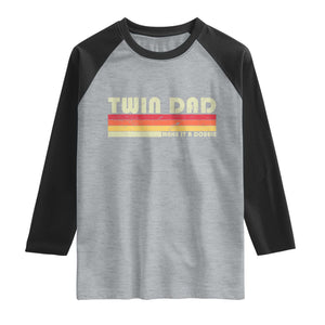 Retro Twin Dad Raglan Shirt Make It A Double Vintage Cool 70s 80s Style Sunset TS10 Heather Gray Black Print Your Wear
