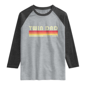 Retro Twin Dad Raglan Shirt Make It A Double Vintage Cool 70s 80s Style Sunset TS10 Heather Gray Heather Charcoal Print Your Wear