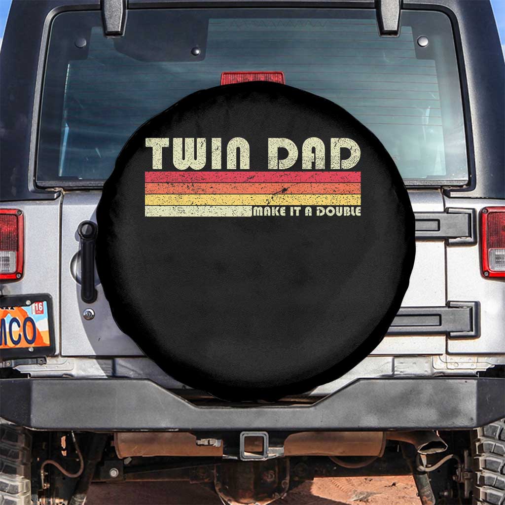 Retro Twin Dad Spare Tire Cover Make It A Double Vintage Cool 70s 80s Style Sunset TS10 No hole Black Print Your Wear