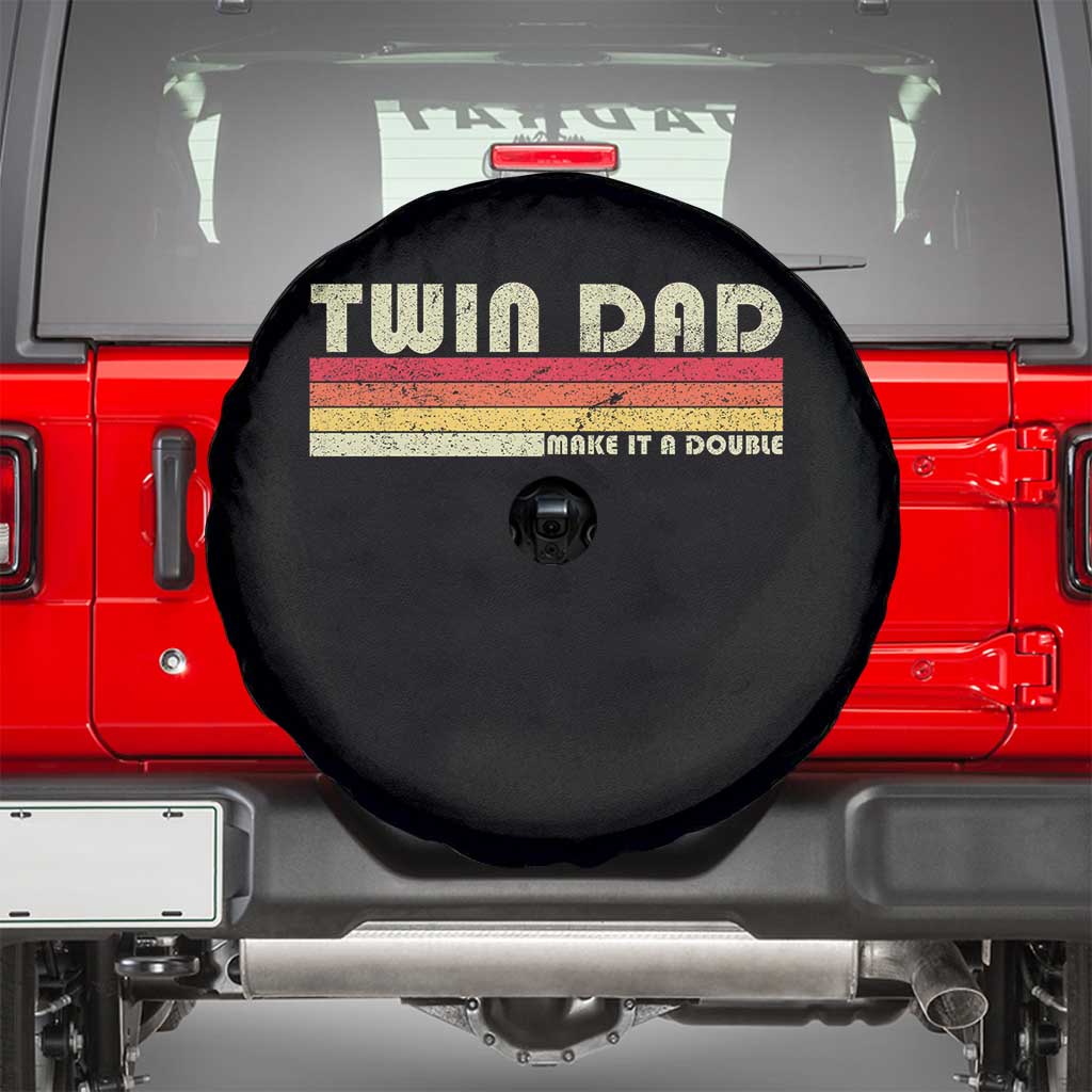 Retro Twin Dad Spare Tire Cover Make It A Double Vintage Cool 70s 80s Style Sunset TS10 Black Print Your Wear