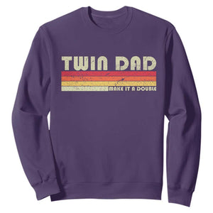 Retro Twin Dad Sweatshirt Make It A Double Vintage Cool 70s 80s Style Sunset TS10 Purple Print Your Wear