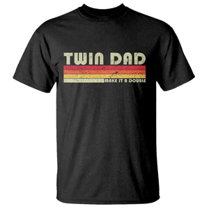 Retro Twin Dad T Shirt Make It A Double Vintage Cool 70s 80s Style Sunset TS10 Black Print Your Wear