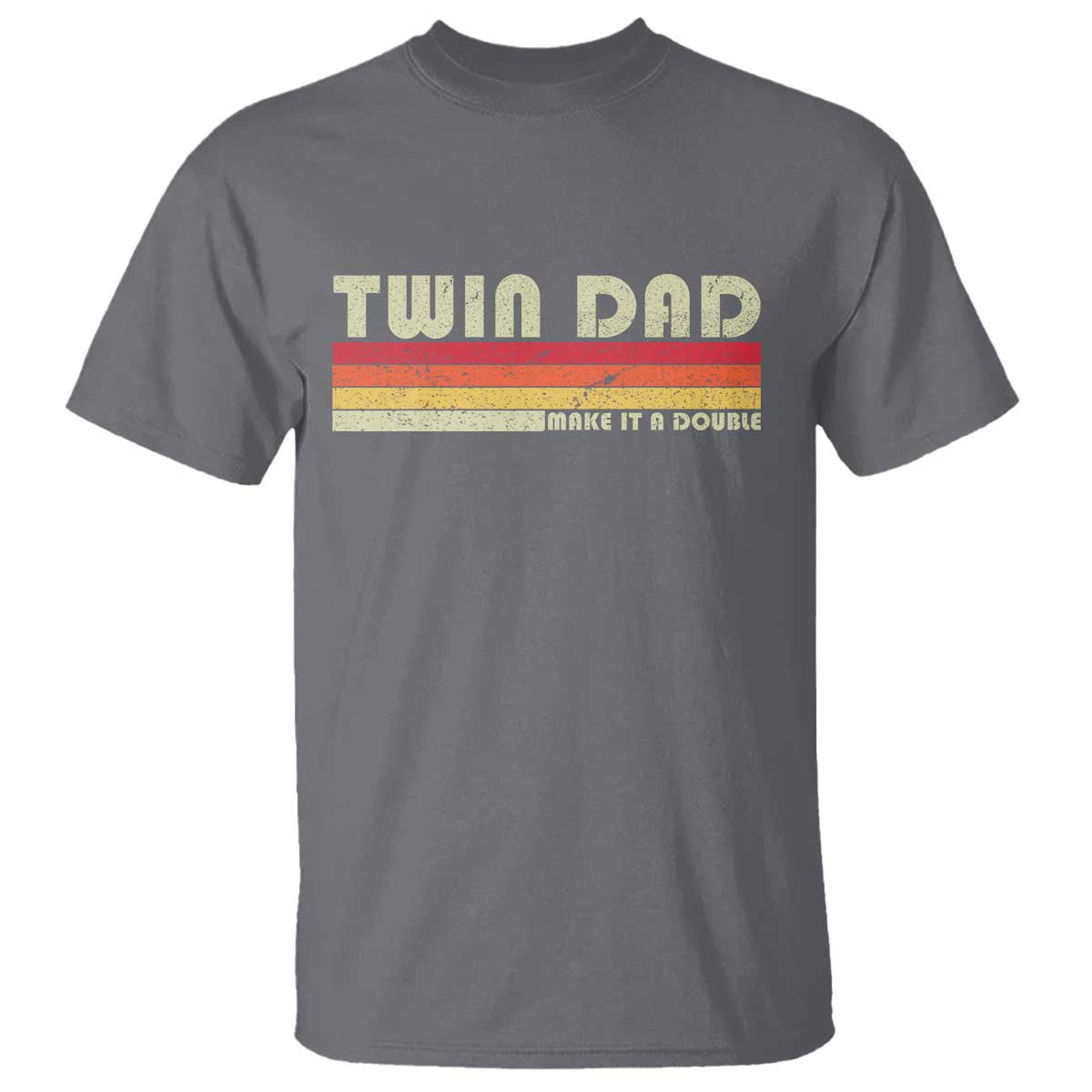 Retro Twin Dad T Shirt Make It A Double Vintage Cool 70s 80s Style Sunset TS10 Charcoal Print Your Wear