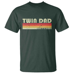 Retro Twin Dad T Shirt Make It A Double Vintage Cool 70s 80s Style Sunset TS10 Dark Forest Green Print Your Wear