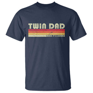 Retro Twin Dad T Shirt Make It A Double Vintage Cool 70s 80s Style Sunset TS10 Navy Print Your Wear