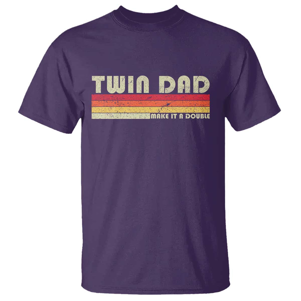 Retro Twin Dad T Shirt Make It A Double Vintage Cool 70s 80s Style Sunset TS10 Purple Print Your Wear