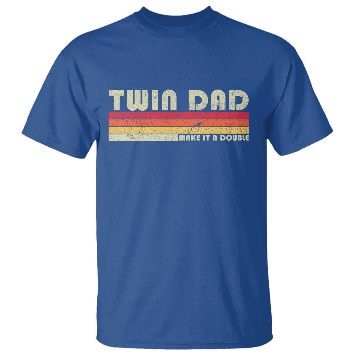 Retro Twin Dad T Shirt Make It A Double Vintage Cool 70s 80s Style Sunset TS10 Royal Blue Print Your Wear