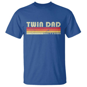 Retro Twin Dad T Shirt Make It A Double Vintage Cool 70s 80s Style Sunset TS10 Royal Blue Print Your Wear