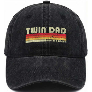 Retro Twin Dad Washed Cotton Baseball Cap Make It A Double Vintage Cool 70s 80s Style Sunset TS10 Print Your Wear