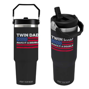 Retro Twin Dad Flip Straw Tumbler Make It A Double US Flag Fathers Day TS10 One Size: 30 oz Black Print Your Wear