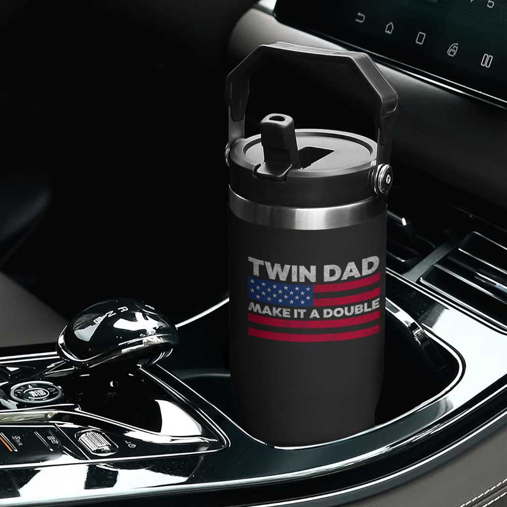 Retro Twin Dad Flip Straw Tumbler Make It A Double US Flag Fathers Day TS10 Print Your Wear