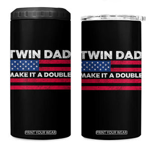 Retro Twin Dad 4 in 1 Can Cooler Tumbler Make It A Double US Flag Fathers Day TS10 One Size: 16 oz Black Print Your Wear