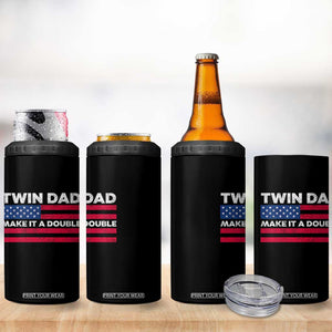 Retro Twin Dad 4 in 1 Can Cooler Tumbler Make It A Double US Flag Fathers Day TS10 Print Your Wear