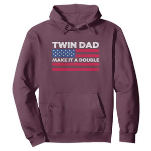 Retro Twin Dad Hoodie Make It A Double US Flag Fathers Day TS10 Maroon Print Your Wear
