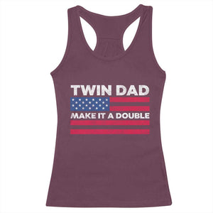 Retro Twin Dad Racerback Tank Top Make It A Double US Flag Fathers Day TS10 Maroon Print Your Wear