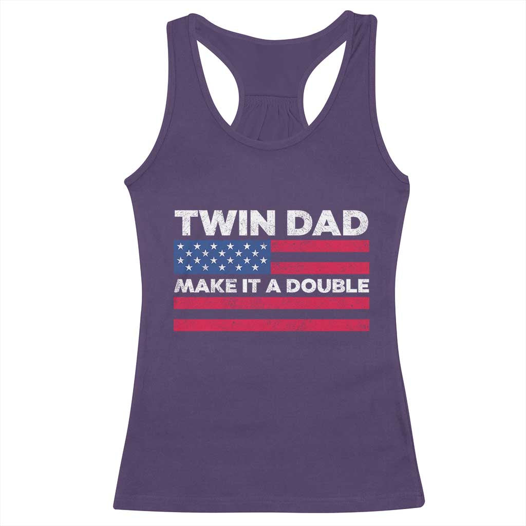 Retro Twin Dad Racerback Tank Top Make It A Double US Flag Fathers Day TS10 Purple Print Your Wear
