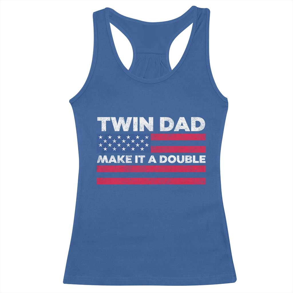 Retro Twin Dad Racerback Tank Top Make It A Double US Flag Fathers Day TS10 Royal Blue Print Your Wear