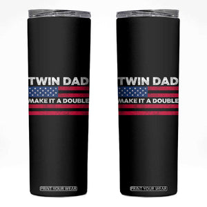 Retro Twin Dad Skinny Tumbler Make It A Double US Flag Fathers Day TS10 Black Print Your Wear