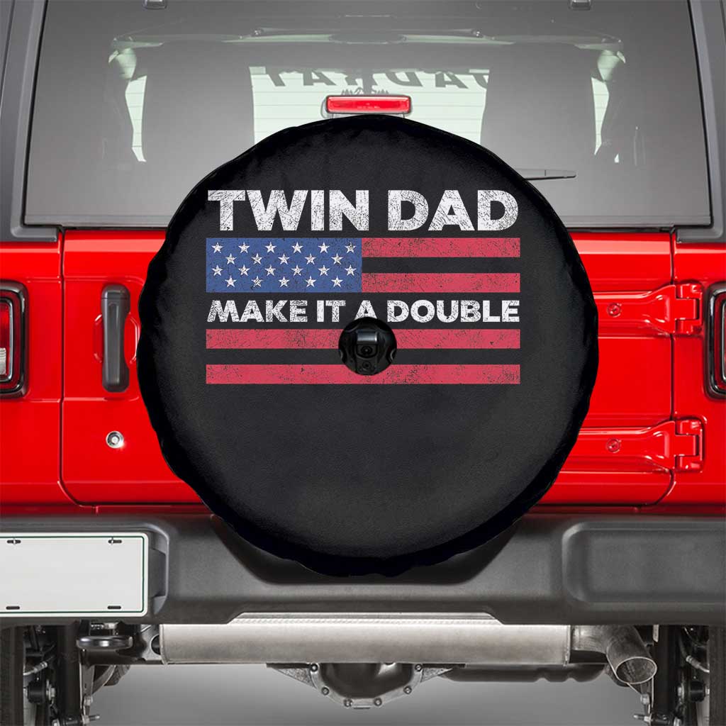Retro Twin Dad Spare Tire Cover Make It A Double US Flag Fathers Day TS10 Black Print Your Wear