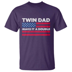 Retro Twin Dad T Shirt Make It A Double US Flag Fathers Day TS10 Purple Print Your Wear