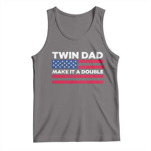 Retro Twin Dad Tank Top Make It A Double US Flag Fathers Day TS10 Deep Heather Print Your Wear