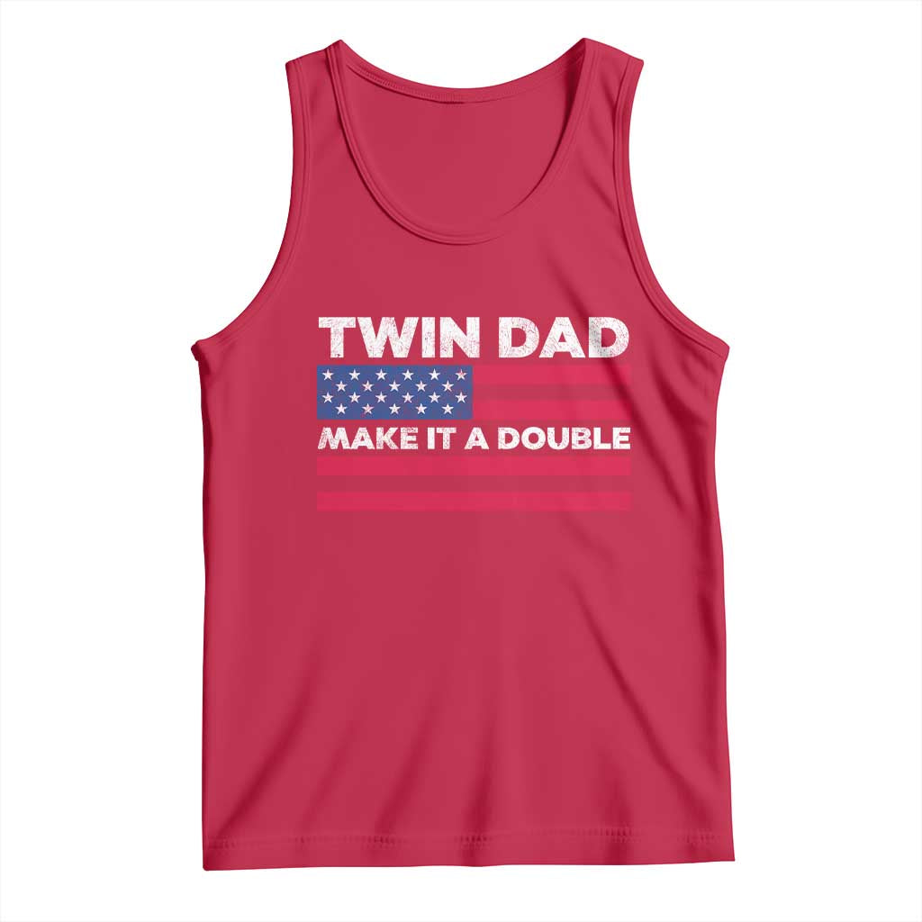 Retro Twin Dad Tank Top Make It A Double US Flag Fathers Day TS10 Red Print Your Wear