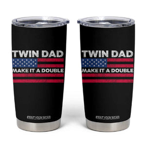 Retro Twin Dad Tumbler Cup Make It A Double US Flag Fathers Day TS10 Black Print Your Wear