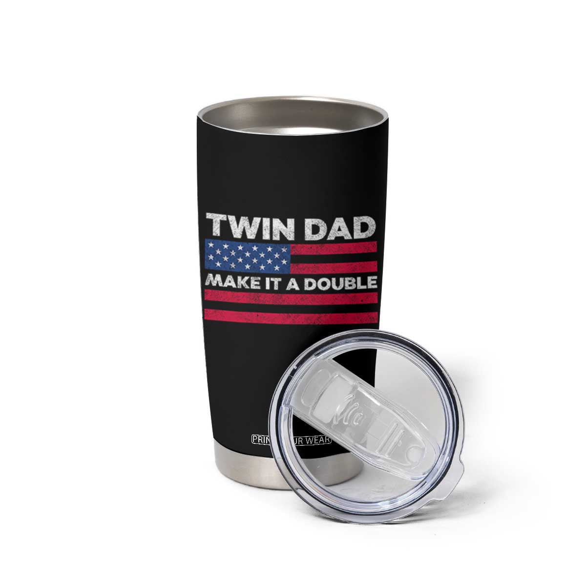 Retro Twin Dad Tumbler Cup Make It A Double US Flag Fathers Day TS10 Print Your Wear