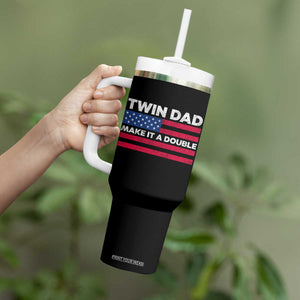 Retro Twin Dad Tumbler With Handle Make It A Double US Flag Fathers Day TS10 Print Your Wear