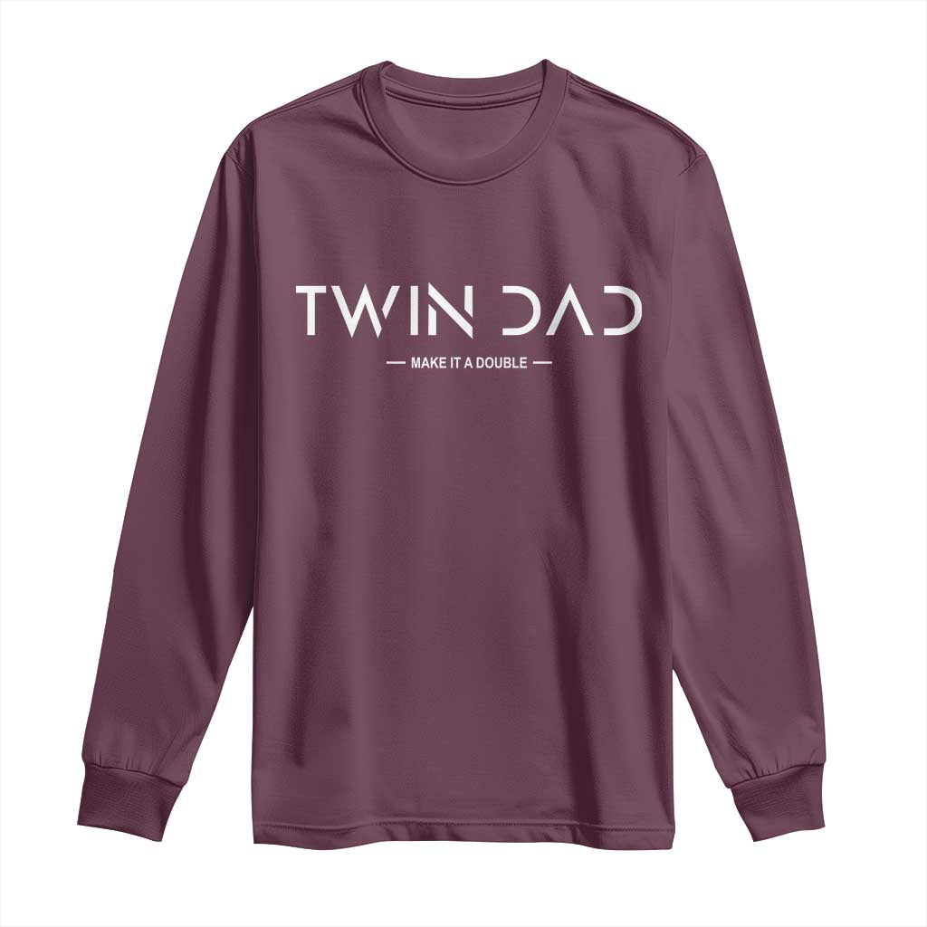 Retro Twin Dad Long Sleeve Shirt Subtle Make It A Double Minimal Fathers Day