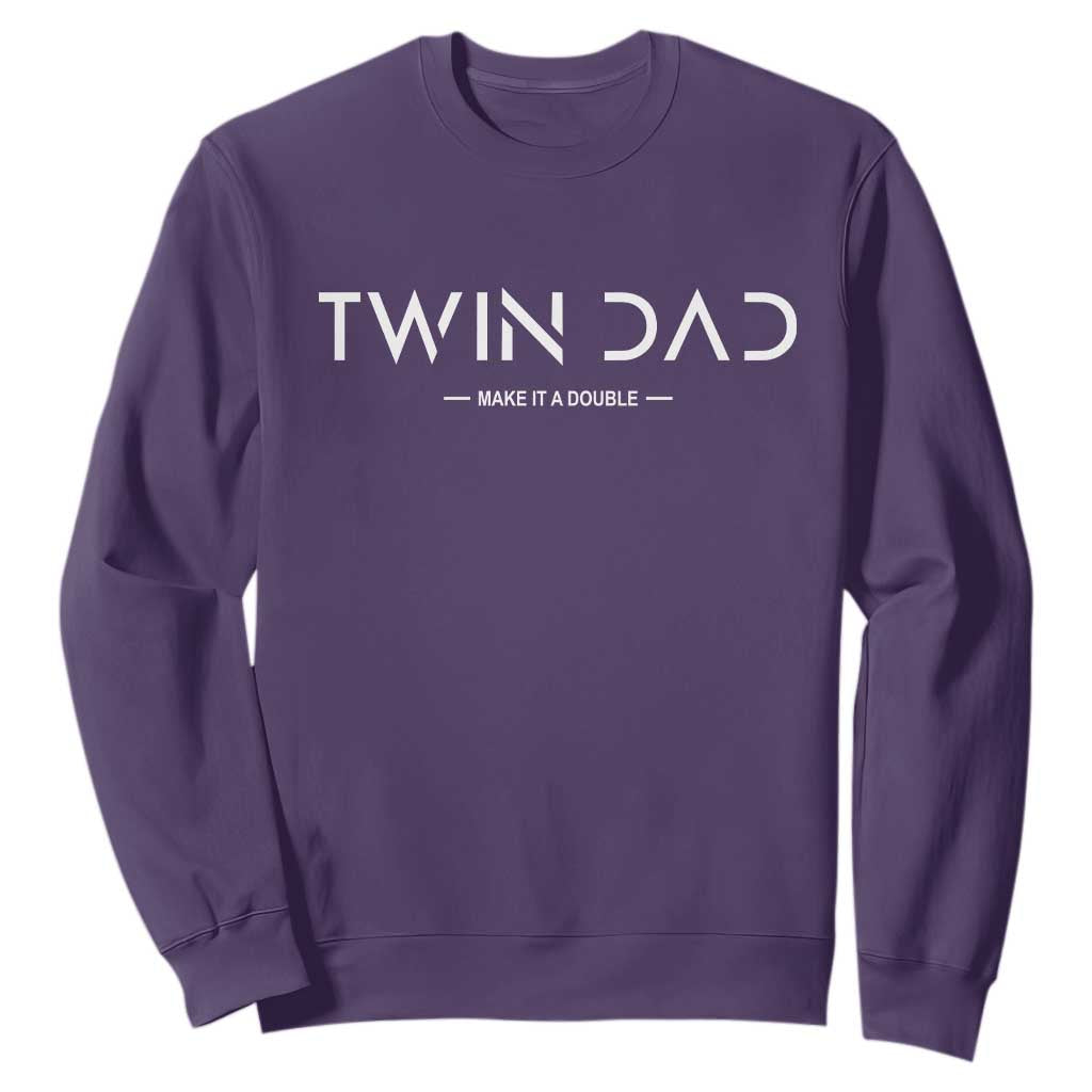 Retro Twin Dad Sweatshirt Subtle Make It A Double Minimal Fathers Day