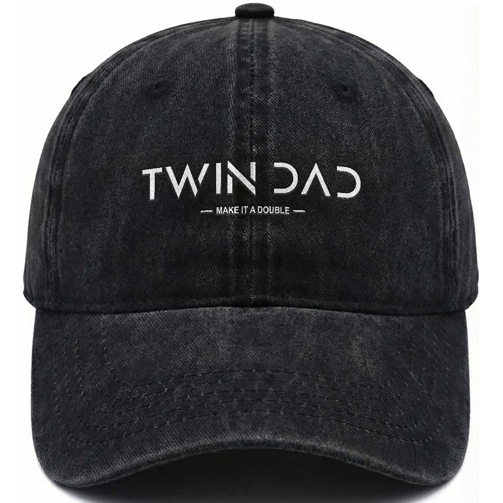 Retro Twin Dad Washed Cotton Baseball Cap Subtle Make It A Double Minimal Fathers Day